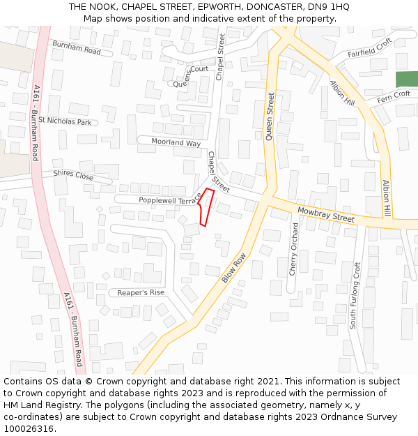 THE NOOK, CHAPEL STREET, EPWORTH, DONCASTER, DN9 1HQ: Location map and indicative extent of plot