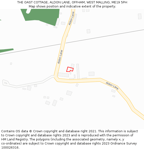 THE OAST COTTAGE, ALDON LANE, OFFHAM, WEST MALLING, ME19 5PH: Location map and indicative extent of plot