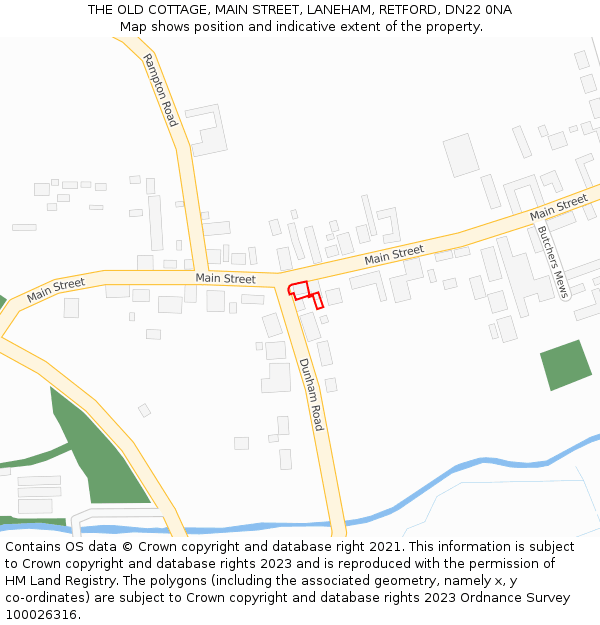 THE OLD COTTAGE, MAIN STREET, LANEHAM, RETFORD, DN22 0NA: Location map and indicative extent of plot