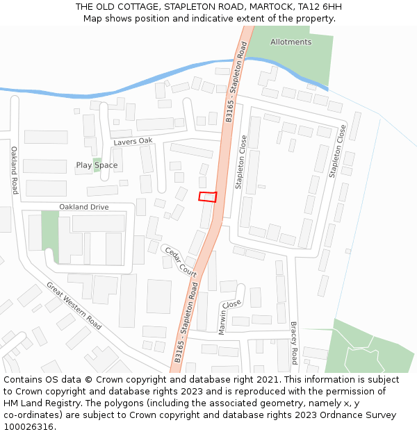 THE OLD COTTAGE, STAPLETON ROAD, MARTOCK, TA12 6HH: Location map and indicative extent of plot
