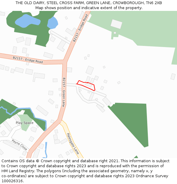 THE OLD DAIRY, STEEL CROSS FARM, GREEN LANE, CROWBOROUGH, TN6 2XB: Location map and indicative extent of plot