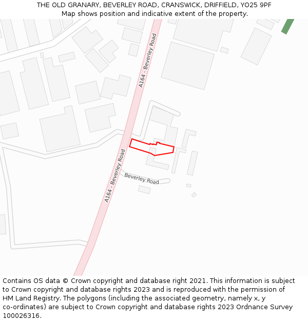 THE OLD GRANARY, BEVERLEY ROAD, CRANSWICK, DRIFFIELD, YO25 9PF: Location map and indicative extent of plot