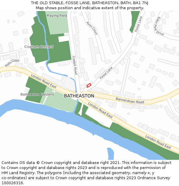 THE OLD STABLE, FOSSE LANE, BATHEASTON, BATH, BA1 7NJ: Location map and indicative extent of plot
