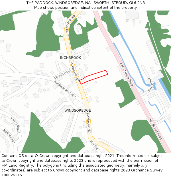 THE PADDOCK, WINDSOREDGE, NAILSWORTH, STROUD, GL6 0NR: Location map and indicative extent of plot