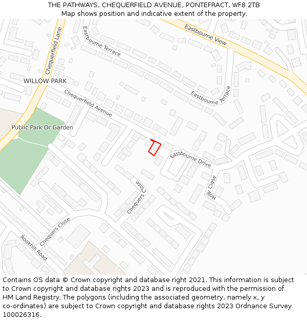 THE PATHWAYS, CHEQUERFIELD AVENUE, PONTEFRACT, WF8 2TB: Location map and indicative extent of plot