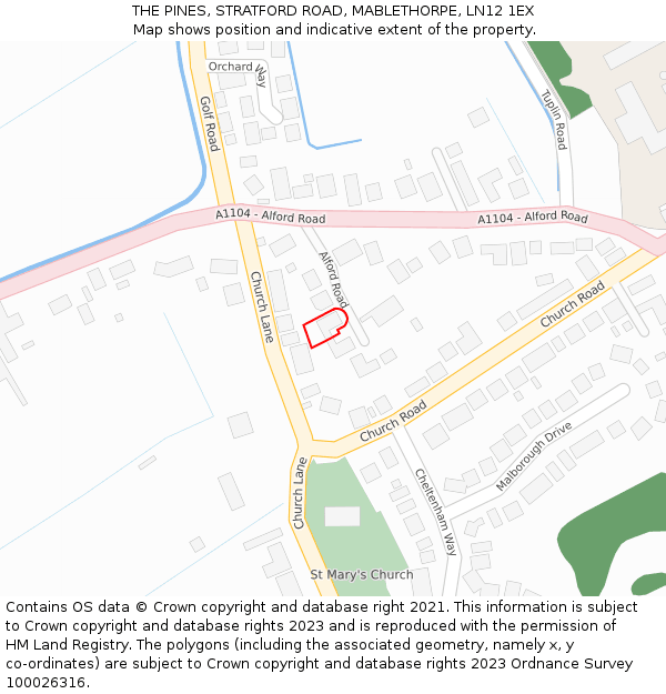 THE PINES, STRATFORD ROAD, MABLETHORPE, LN12 1EX: Location map and indicative extent of plot