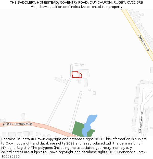 THE SADDLERY, HOMESTEAD, COVENTRY ROAD, DUNCHURCH, RUGBY, CV22 6RB: Location map and indicative extent of plot
