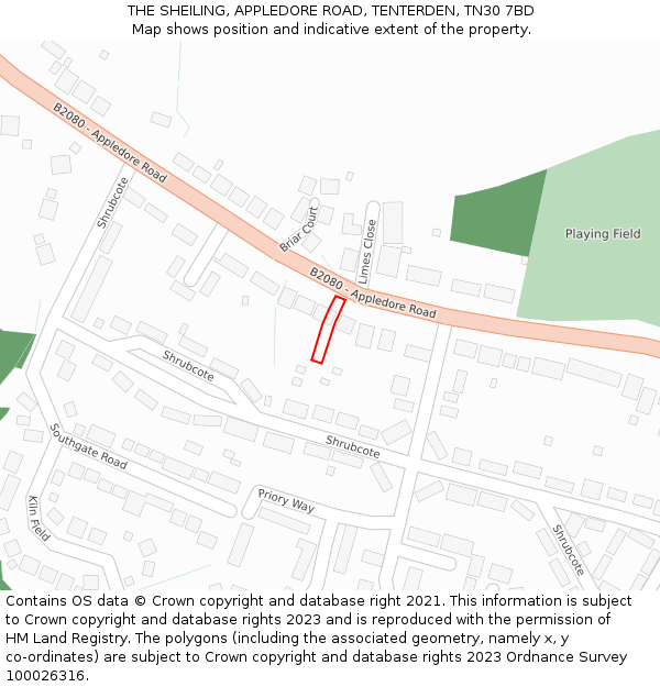 THE SHEILING, APPLEDORE ROAD, TENTERDEN, TN30 7BD: Location map and indicative extent of plot