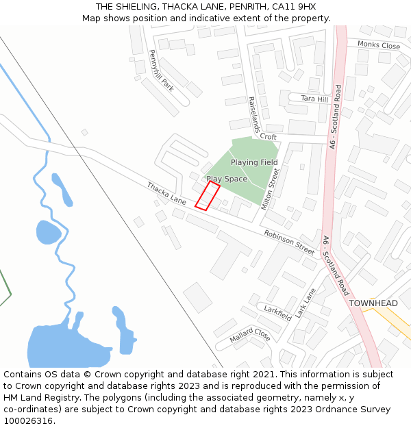 THE SHIELING, THACKA LANE, PENRITH, CA11 9HX: Location map and indicative extent of plot