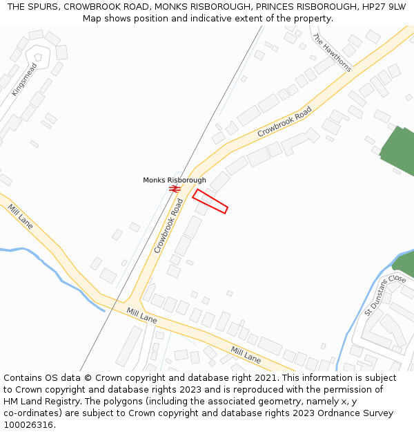 THE SPURS, CROWBROOK ROAD, MONKS RISBOROUGH, PRINCES RISBOROUGH, HP27 9LW: Location map and indicative extent of plot
