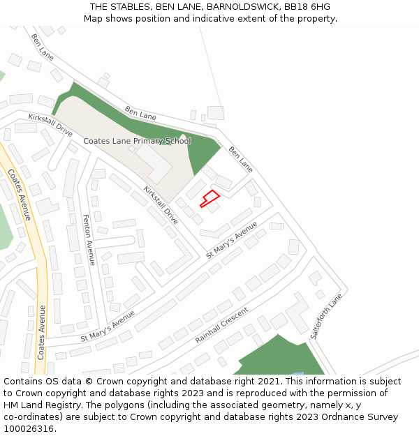 THE STABLES, BEN LANE, BARNOLDSWICK, BB18 6HG: Location map and indicative extent of plot