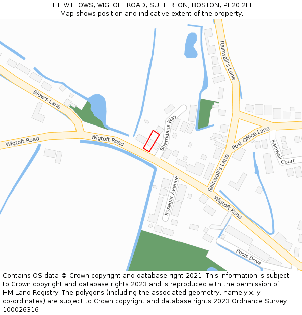 THE WILLOWS, WIGTOFT ROAD, SUTTERTON, BOSTON, PE20 2EE: Location map and indicative extent of plot
