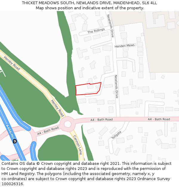 THICKET MEADOWS SOUTH, NEWLANDS DRIVE, MAIDENHEAD, SL6 4LL: Location map and indicative extent of plot