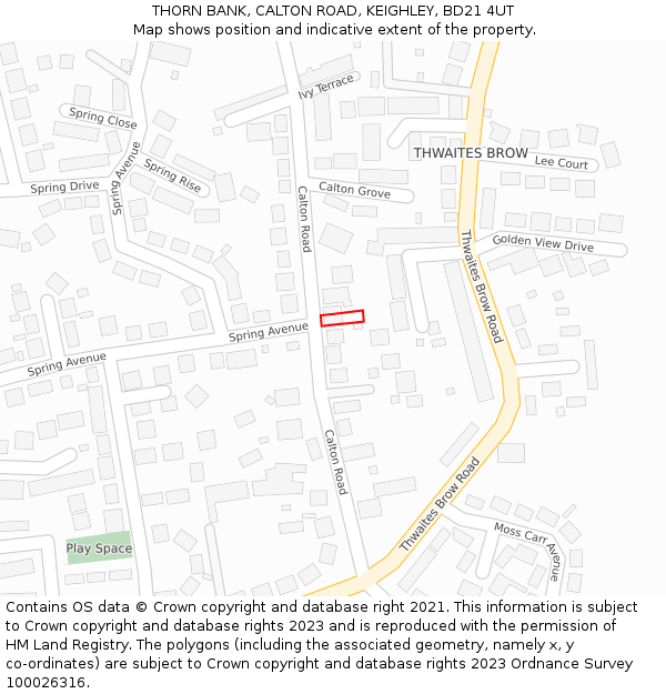 THORN BANK, CALTON ROAD, KEIGHLEY, BD21 4UT: Location map and indicative extent of plot