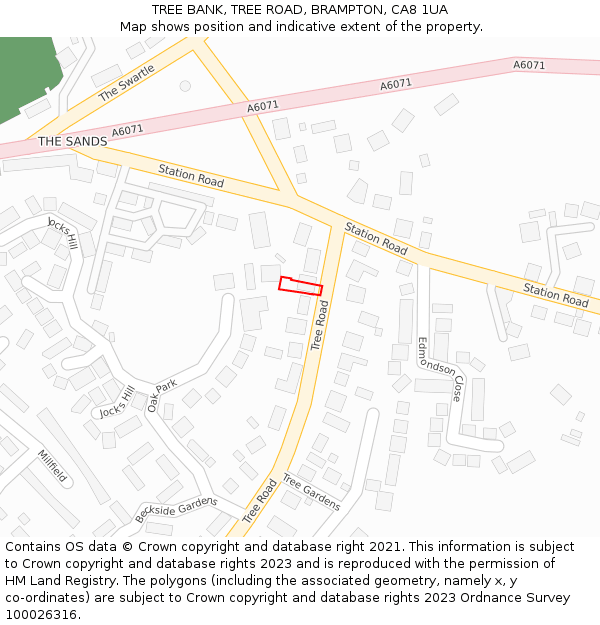 TREE BANK, TREE ROAD, BRAMPTON, CA8 1UA: Location map and indicative extent of plot