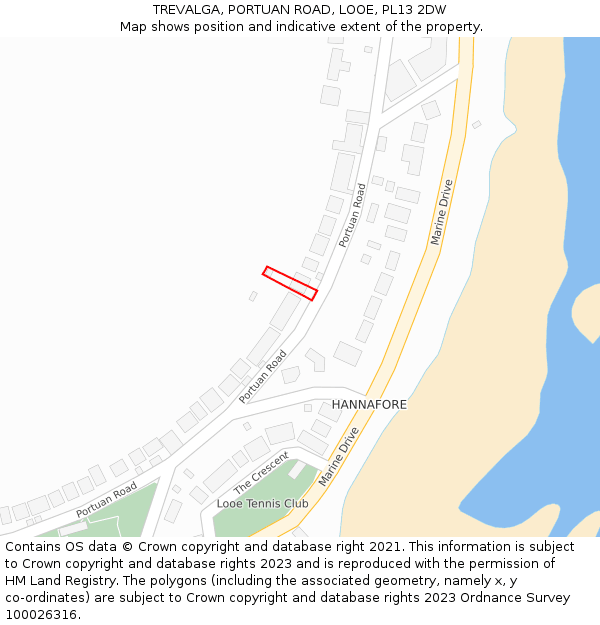 TREVALGA, PORTUAN ROAD, LOOE, PL13 2DW: Location map and indicative extent of plot