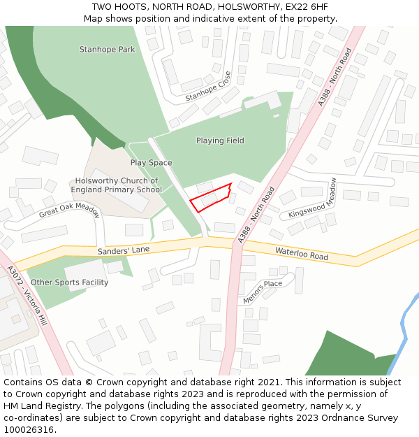 TWO HOOTS, NORTH ROAD, HOLSWORTHY, EX22 6HF: Location map and indicative extent of plot