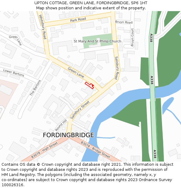 UPTON COTTAGE, GREEN LANE, FORDINGBRIDGE, SP6 1HT: Location map and indicative extent of plot