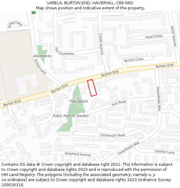 VARELA, BURTON END, HAVERHILL, CB9 9AD: Location map and indicative extent of plot