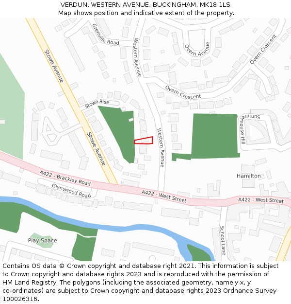 VERDUN, WESTERN AVENUE, BUCKINGHAM, MK18 1LS: Location map and indicative extent of plot