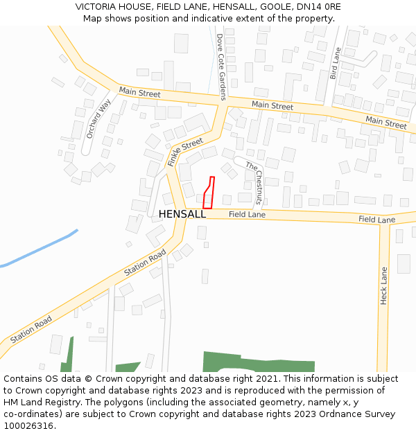 VICTORIA HOUSE, FIELD LANE, HENSALL, GOOLE, DN14 0RE: Location map and indicative extent of plot