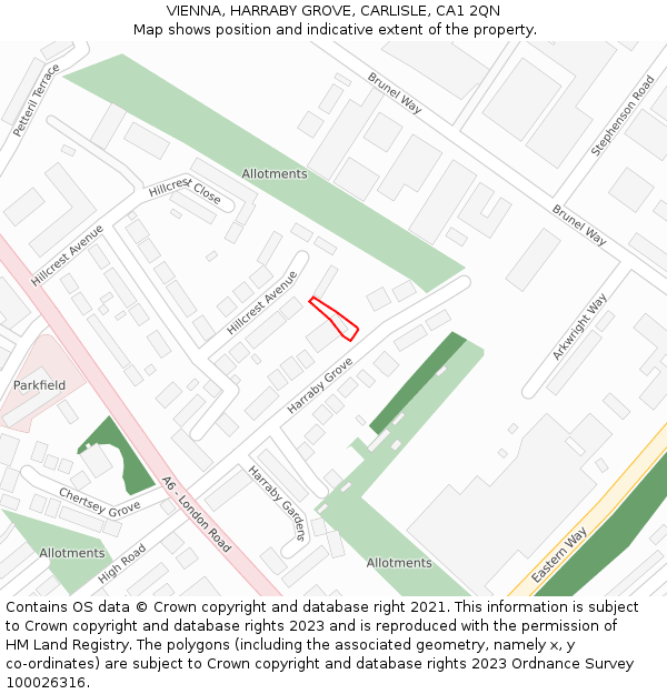 VIENNA, HARRABY GROVE, CARLISLE, CA1 2QN: Location map and indicative extent of plot