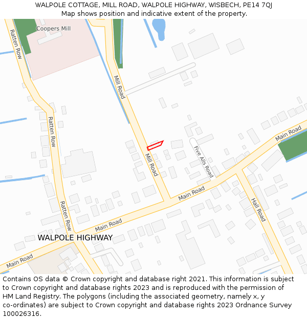WALPOLE COTTAGE, MILL ROAD, WALPOLE HIGHWAY, WISBECH, PE14 7QJ: Location map and indicative extent of plot