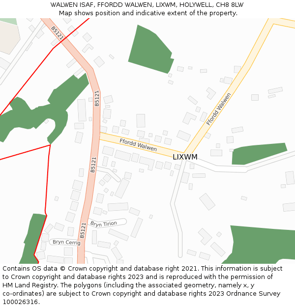 WALWEN ISAF, FFORDD WALWEN, LIXWM, HOLYWELL, CH8 8LW: Location map and indicative extent of plot