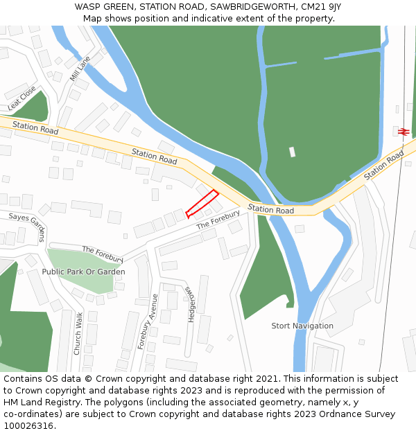 WASP GREEN, STATION ROAD, SAWBRIDGEWORTH, CM21 9JY: Location map and indicative extent of plot