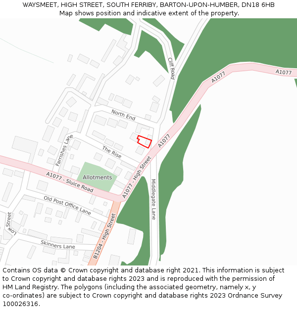 WAYSMEET, HIGH STREET, SOUTH FERRIBY, BARTON-UPON-HUMBER, DN18 6HB: Location map and indicative extent of plot