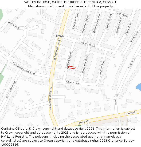WELLES BOURNE, OAKFIELD STREET, CHELTENHAM, GL50 2UJ: Location map and indicative extent of plot