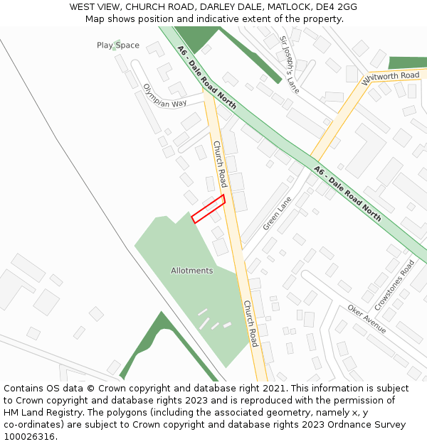 WEST VIEW, CHURCH ROAD, DARLEY DALE, MATLOCK, DE4 2GG: Location map and indicative extent of plot