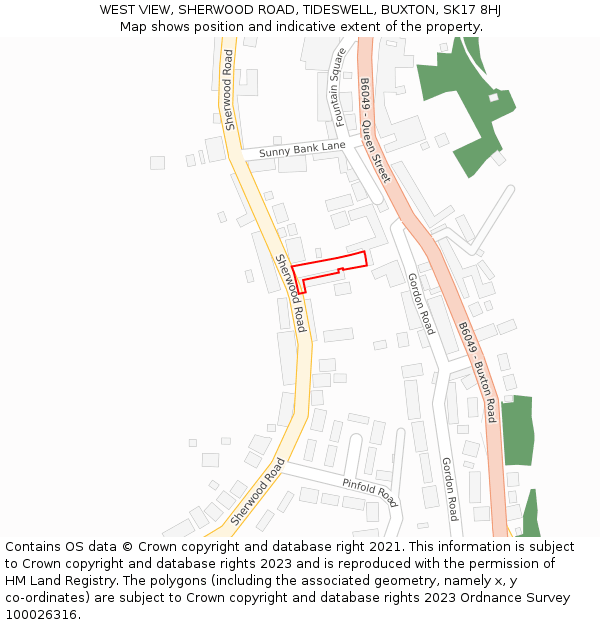 WEST VIEW, SHERWOOD ROAD, TIDESWELL, BUXTON, SK17 8HJ: Location map and indicative extent of plot