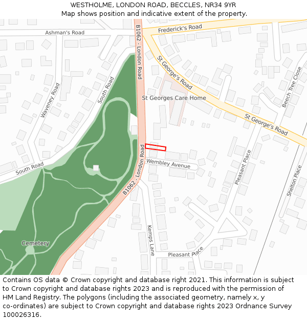 WESTHOLME, LONDON ROAD, BECCLES, NR34 9YR: Location map and indicative extent of plot