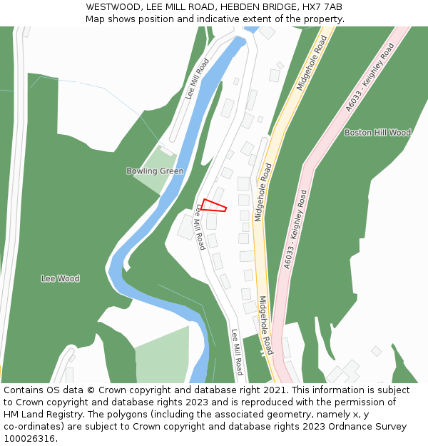 WESTWOOD, LEE MILL ROAD, HEBDEN BRIDGE, HX7 7AB: Location map and indicative extent of plot