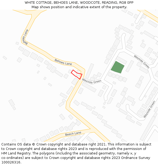 WHITE COTTAGE, BEHOES LANE, WOODCOTE, READING, RG8 0PP: Location map and indicative extent of plot