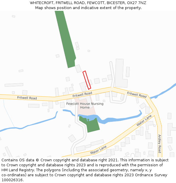 WHITECROFT, FRITWELL ROAD, FEWCOTT, BICESTER, OX27 7NZ: Location map and indicative extent of plot