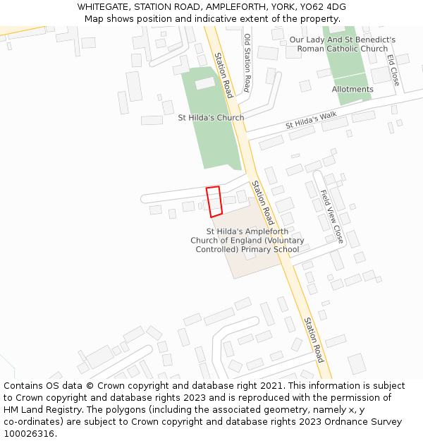 WHITEGATE, STATION ROAD, AMPLEFORTH, YORK, YO62 4DG: Location map and indicative extent of plot
