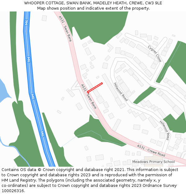 WHOOPER COTTAGE, SWAN BANK, MADELEY HEATH, CREWE, CW3 9LE: Location map and indicative extent of plot