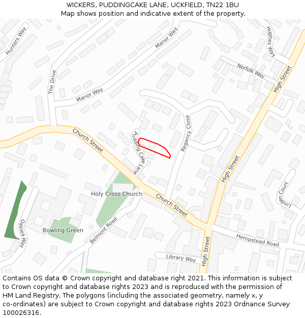 WICKERS, PUDDINGCAKE LANE, UCKFIELD, TN22 1BU: Location map and indicative extent of plot