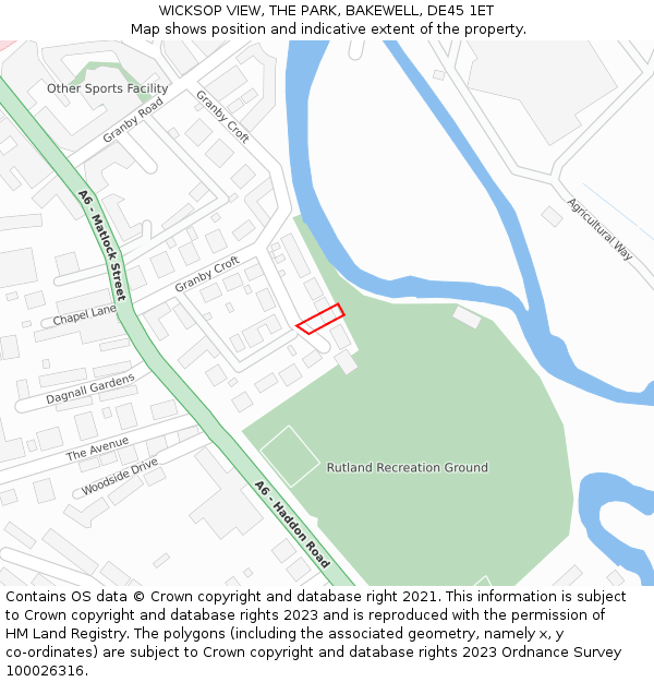 WICKSOP VIEW, THE PARK, BAKEWELL, DE45 1ET: Location map and indicative extent of plot