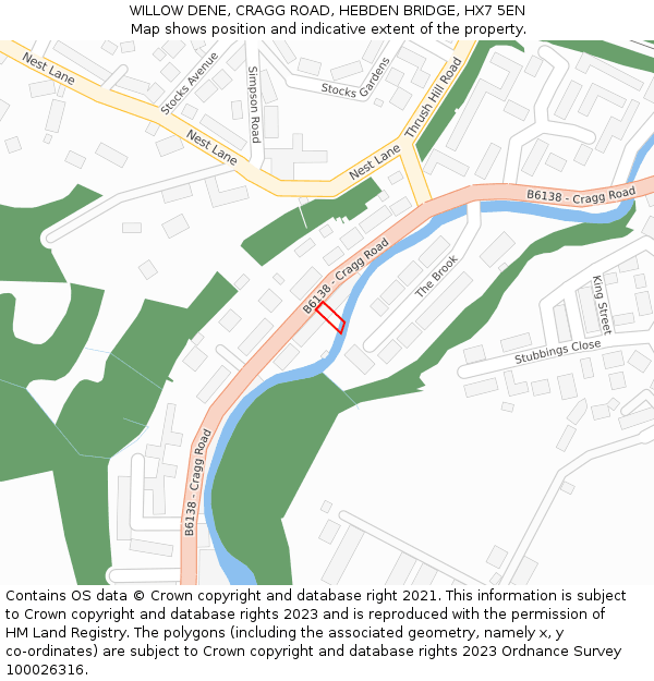WILLOW DENE, CRAGG ROAD, HEBDEN BRIDGE, HX7 5EN: Location map and indicative extent of plot