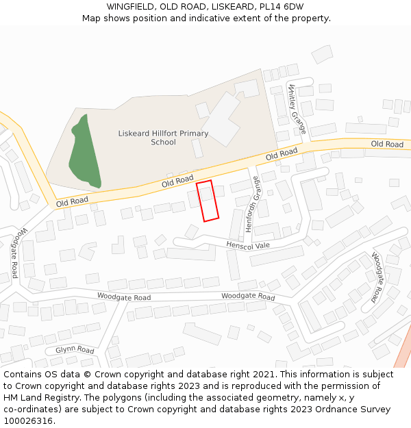 WINGFIELD, OLD ROAD, LISKEARD, PL14 6DW: Location map and indicative extent of plot