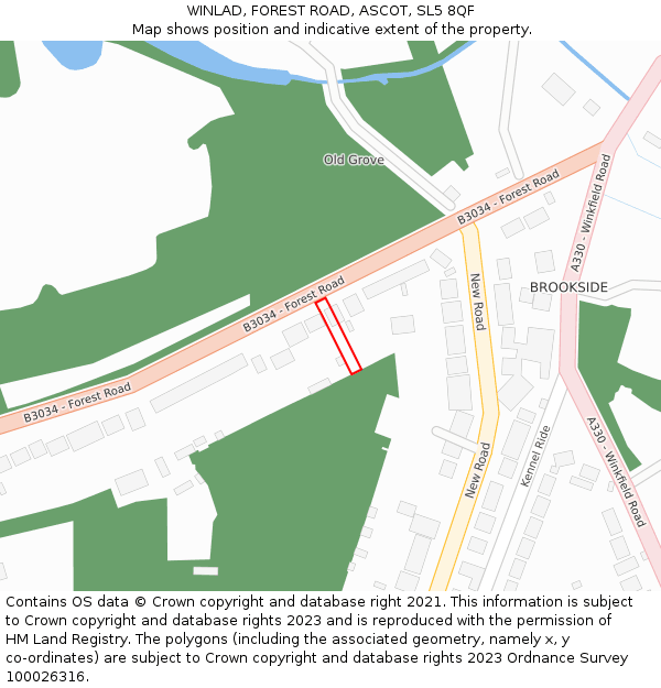 WINLAD, FOREST ROAD, ASCOT, SL5 8QF: Location map and indicative extent of plot