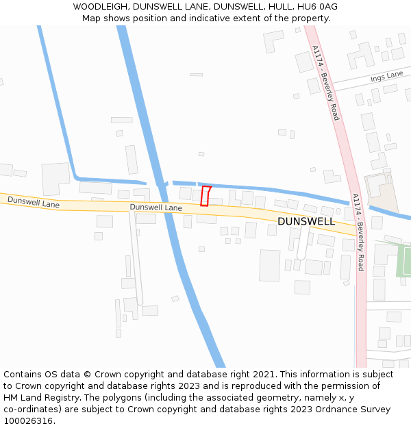 WOODLEIGH, DUNSWELL LANE, DUNSWELL, HULL, HU6 0AG: Location map and indicative extent of plot