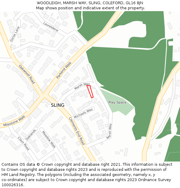 WOODLEIGH, MARSH WAY, SLING, COLEFORD, GL16 8JN: Location map and indicative extent of plot
