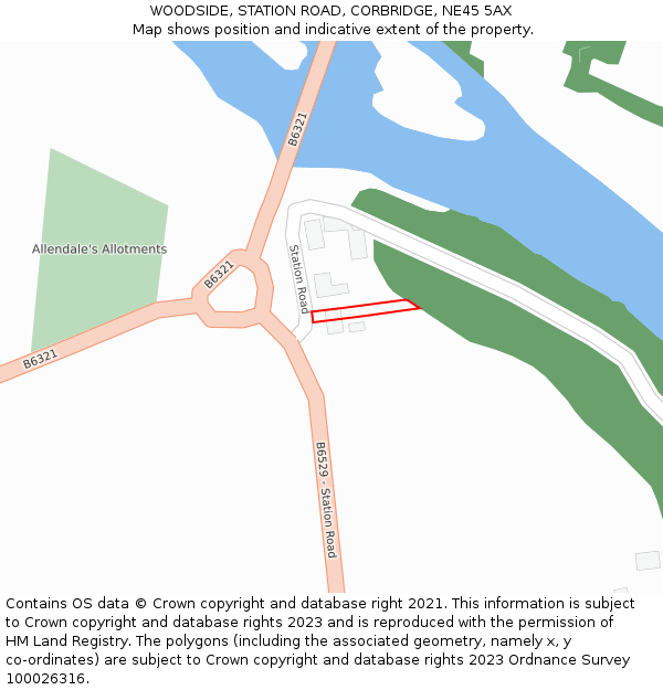 WOODSIDE, STATION ROAD, CORBRIDGE, NE45 5AX: Location map and indicative extent of plot