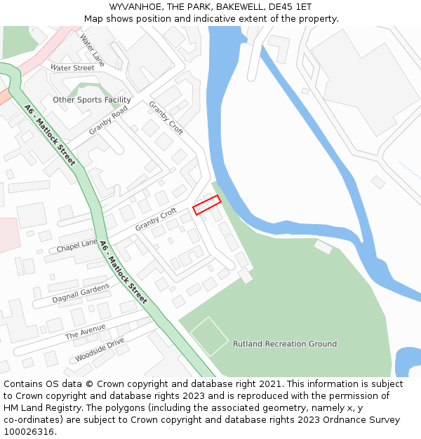 WYVANHOE, THE PARK, BAKEWELL, DE45 1ET: Location map and indicative extent of plot