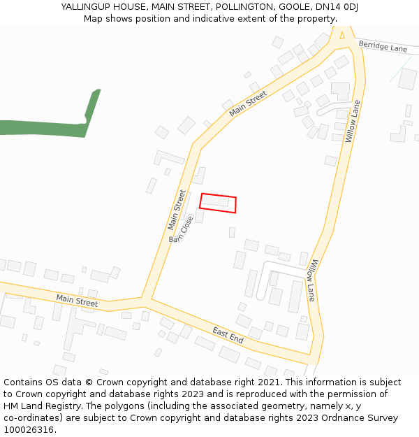 YALLINGUP HOUSE, MAIN STREET, POLLINGTON, GOOLE, DN14 0DJ: Location map and indicative extent of plot