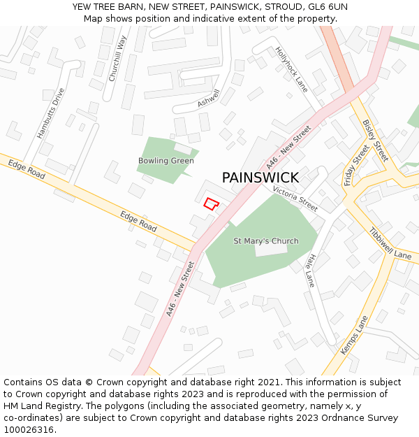 YEW TREE BARN, NEW STREET, PAINSWICK, STROUD, GL6 6UN: Location map and indicative extent of plot